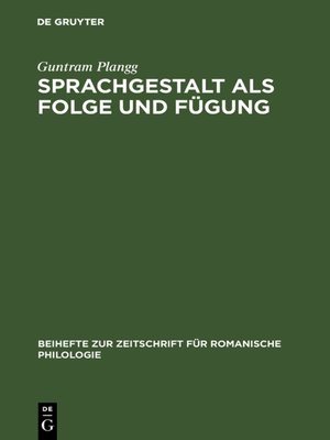cover image of Sprachgestalt als Folge und Fügung